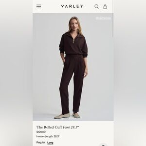 NWT VARLEY THE ROLLED CUFF PANT 28.5